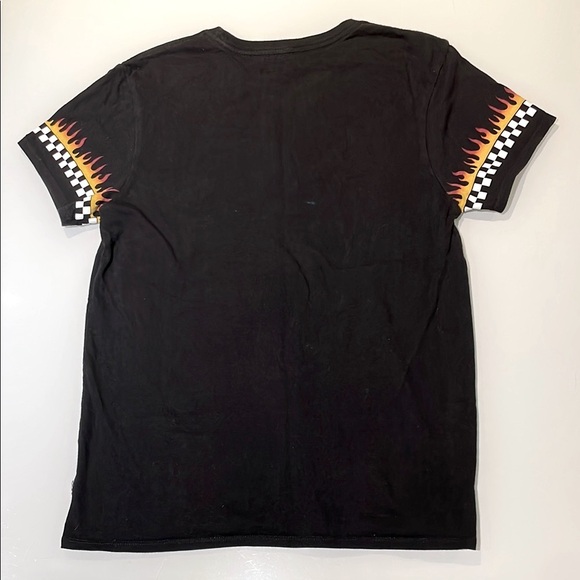Vans Black Tee with Flame and Checkered Sleeves - Picture 5 of 6
